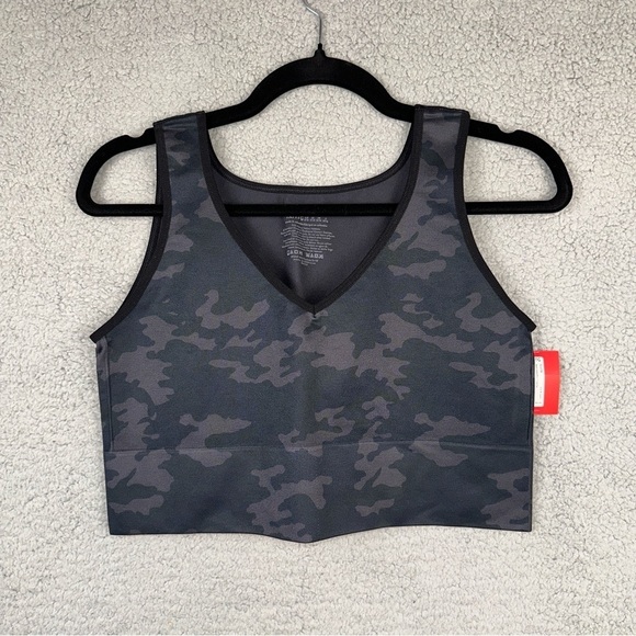 SPANX Women's Crop Top and Biker Short Set Black Camo XL Lamn Active Seamless - Picture 2 of 8